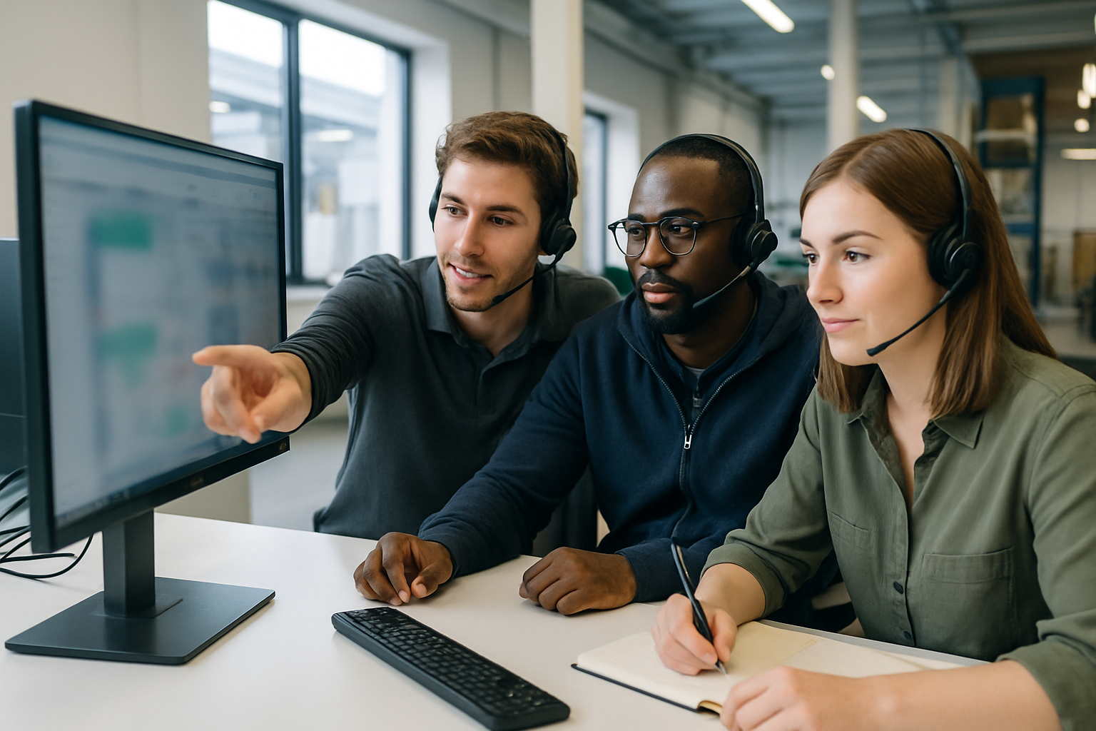 Support-Triage-Situation mit technischer Analyse und ruhiger Problemlösung.