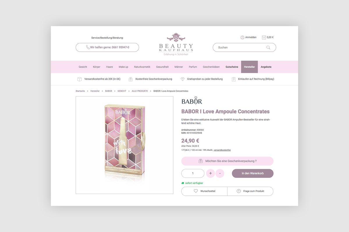 Beautykaufhaus e-commerce design